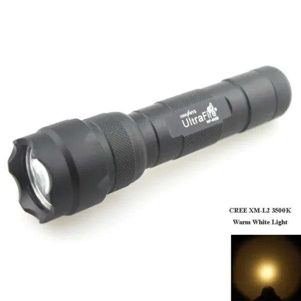 IMG_5860 拷贝 rechargeable flashlight Ultra Fire 502B CREE XM-L2 3500K Warm White