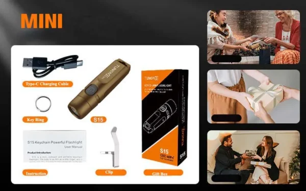 mini flashlight keychain TUNENG S15 10W SST20 650 Lumens