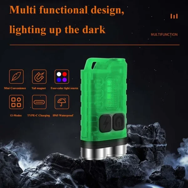 6 handheld flashlight 2xXPG2 900 Lumens Mini LED Keychain Type-C Charging