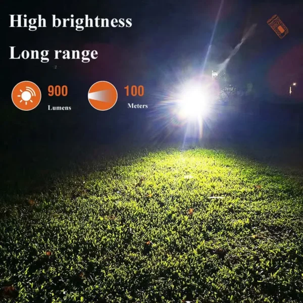 7 handheld flashlight 2xXPG2 900 Lumens Mini LED Keychain Type-C Charging