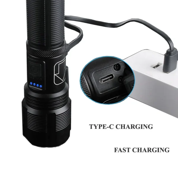 1000 lumen torch P50 Battery Indicator Type C USB Charging