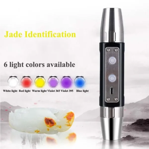 4 365nm uv flashlight 6 Colors White Warm White Blue Red Light 365nm UV 395nm UV Light USB Rechargeable