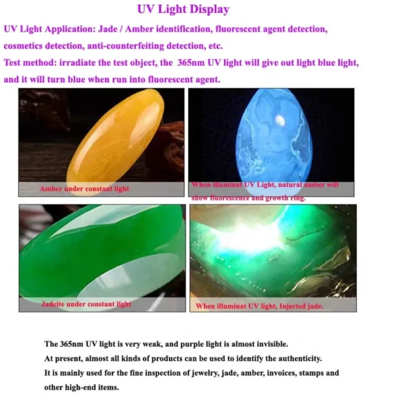 9 365nm uv flashlight 6 Colors White Warm White Blue Red Light 365nm UV 395nm UV Light USB Rechargeable